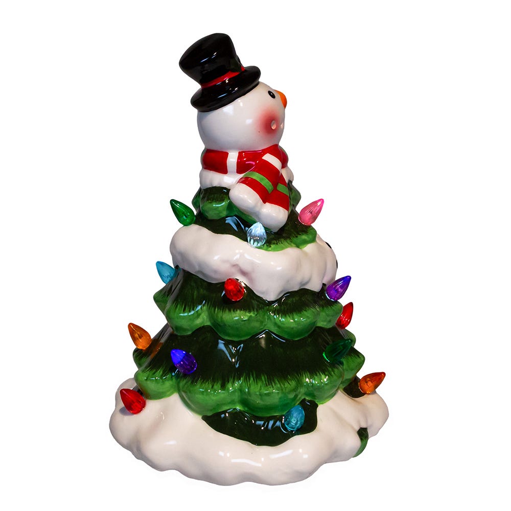 Kurt Adler 9-Inch Battery Operated Ceramic Light-Up Snowman Tree